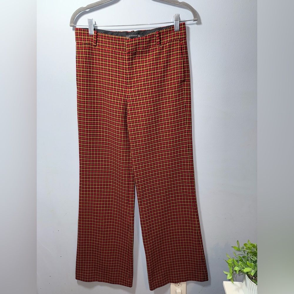 Zara Women’s Plaid High Waist Wide Leg Pants Size XS EUC preppy festive winter